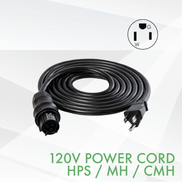 Iluminar | IL 120V Power Cord Wieland Female to Male NEMA 5-15 Plug/DE & CMH Fixtures/15’